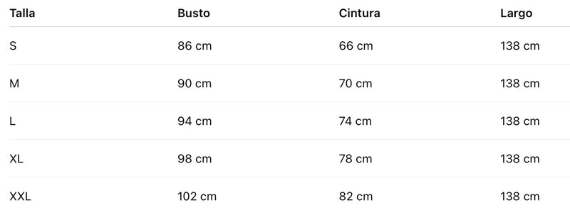 Guía de tallas