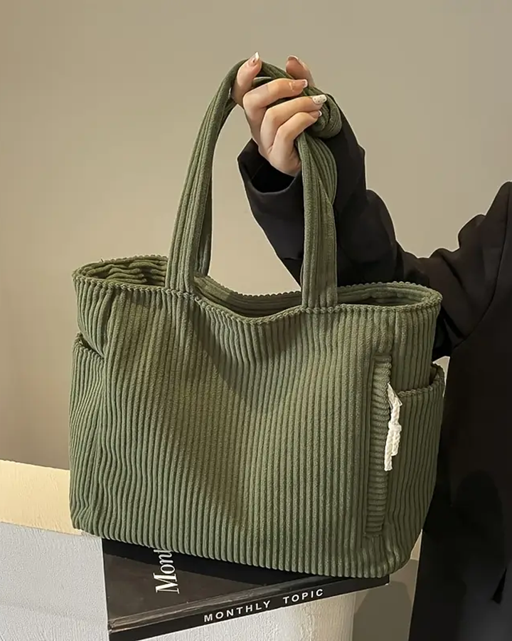 Olivia – Bolso shopper de canalé con detalle de cordón