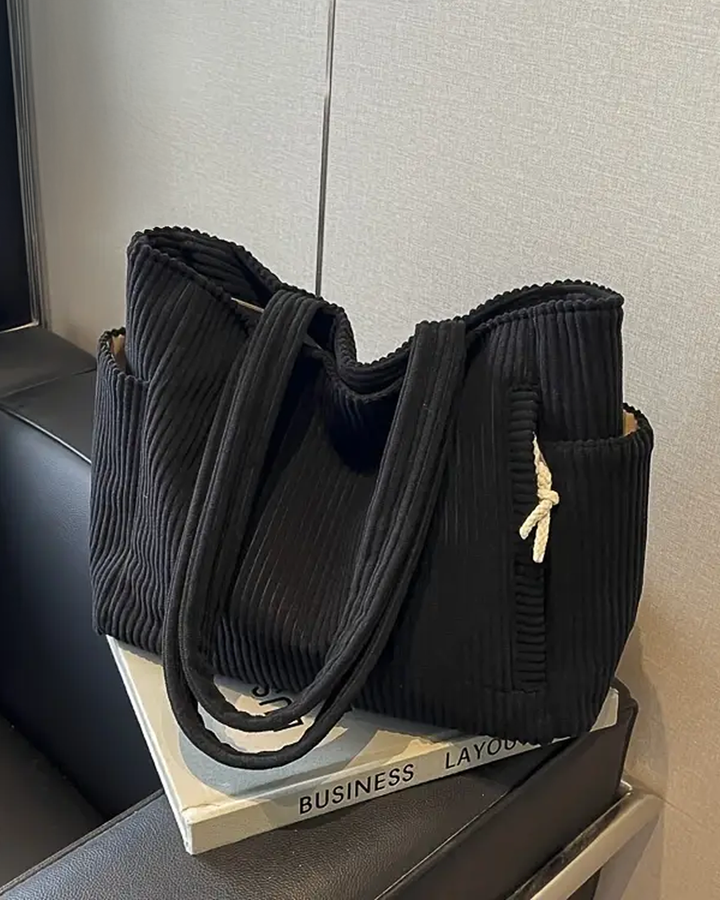 Olivia – Bolso shopper de canalé con detalle de cordón