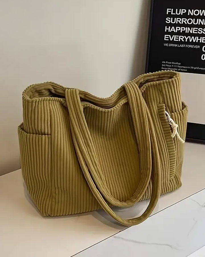 Olivia – Bolso shopper de canalé con detalle de cordón