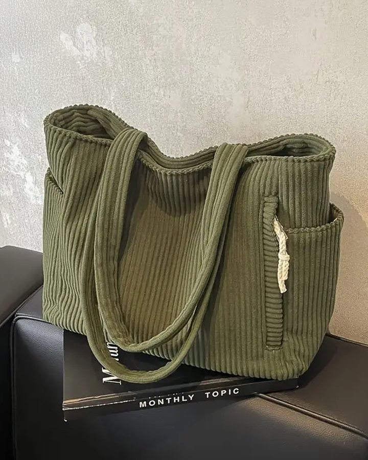 Olivia – Bolso shopper de canalé con detalle de cordón