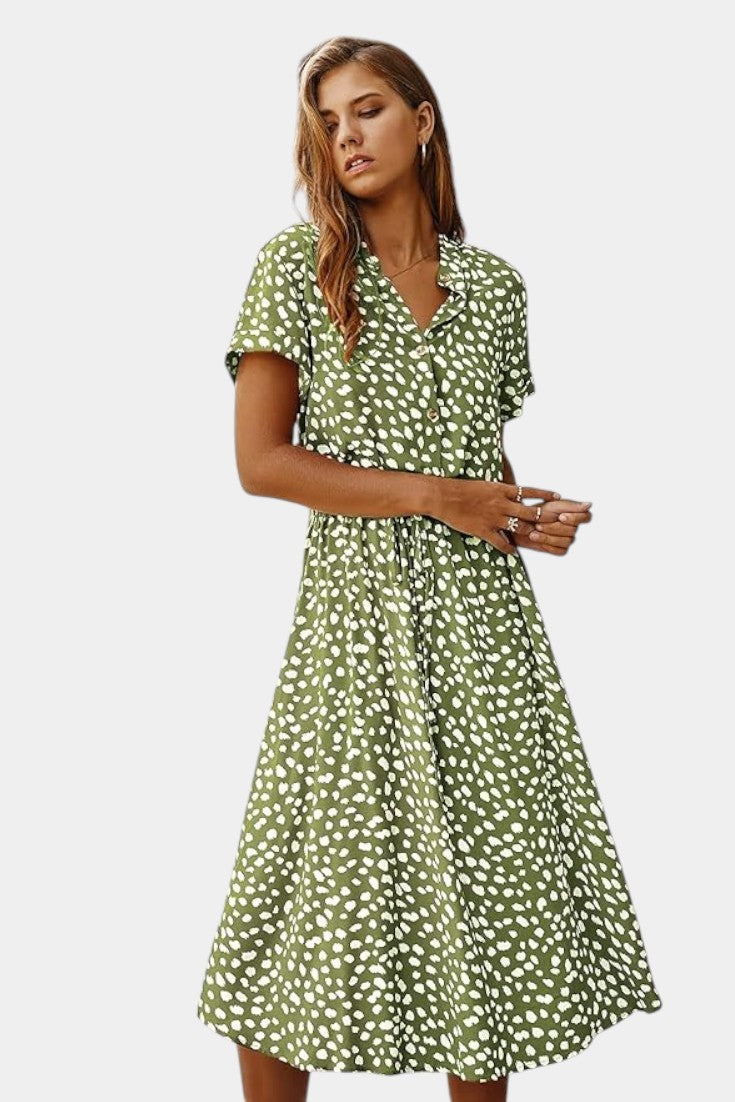 Vestido Midi Rovena Chic de Lunares