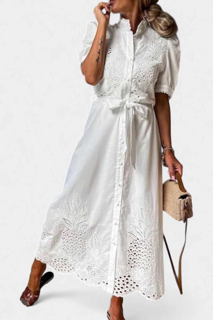 Vestido Camisero Nerea Bordado con Cinturón