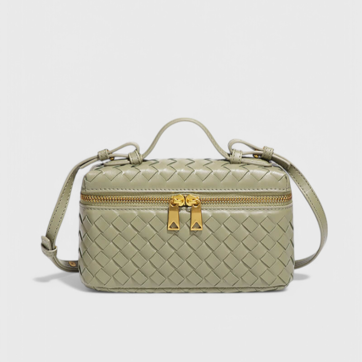 Bolso Mini Trenzado Marina con Detalles Dorados