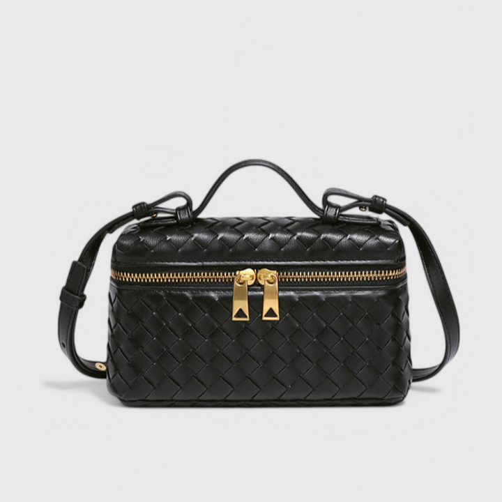 Bolso Mini Trenzado Marina con Detalles Dorados