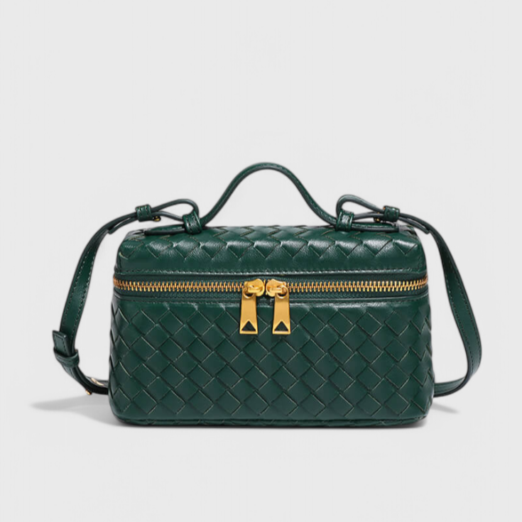 Bolso Mini Trenzado Marina con Detalles Dorados