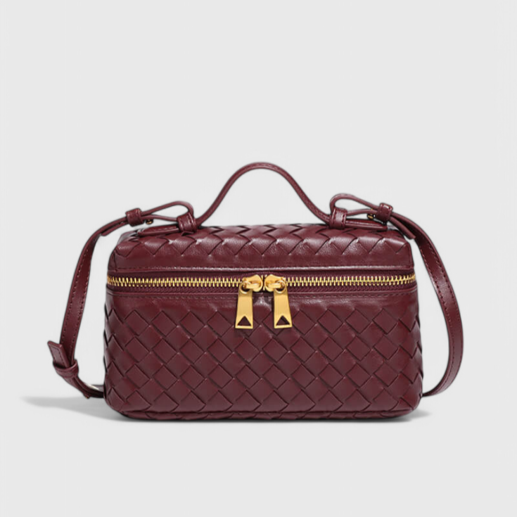 Bolso Mini Trenzado Marina con Detalles Dorados