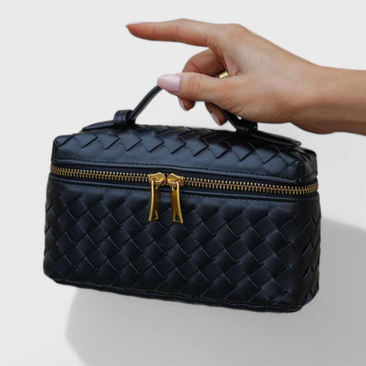 Bolso Mini Trenzado Marina con Detalles Dorados