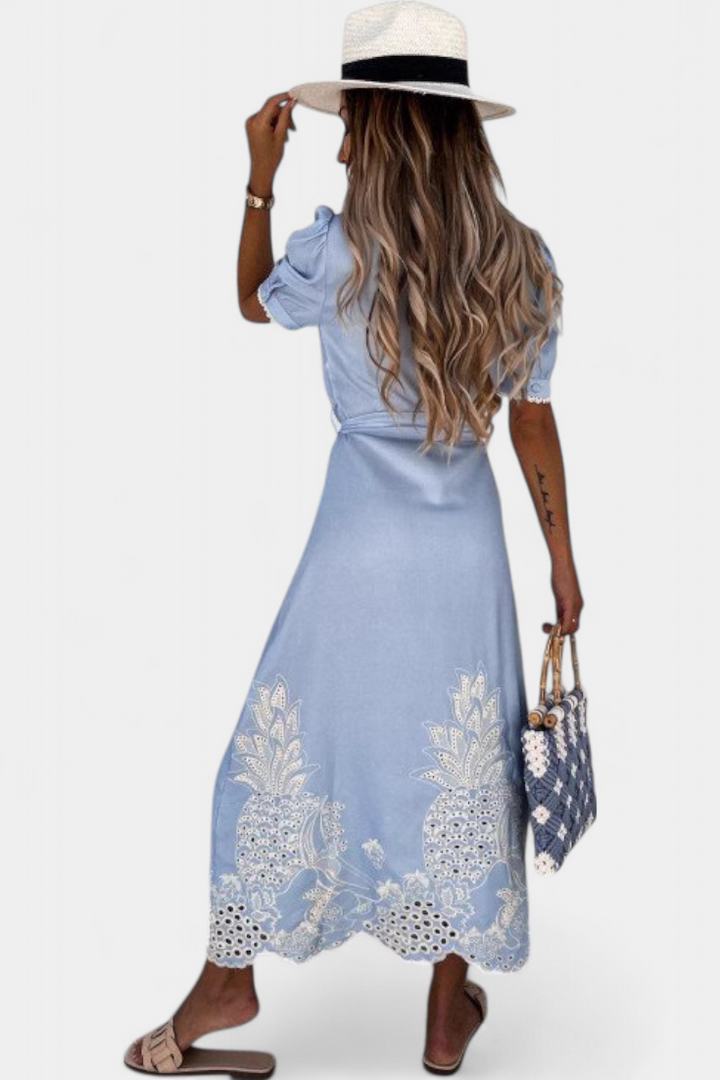 Vestido Camisero Nerea Bordado con Cinturón